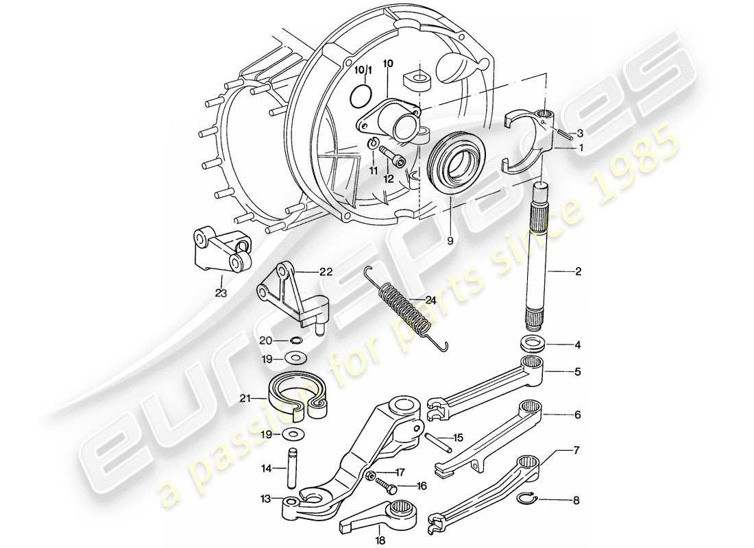 porsche 1977 (911) clutch release part diagram