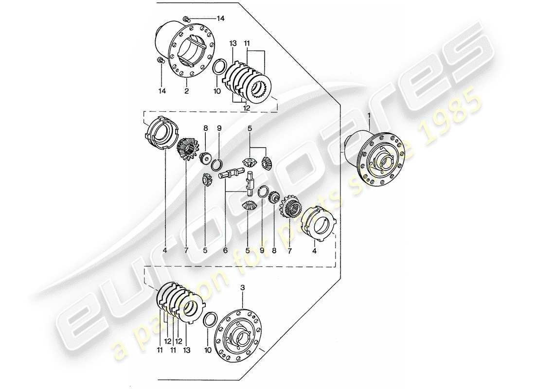 porsche 1977 (911) limited slip differential part diagram