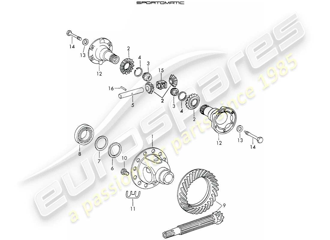 porsche 1973 (911) differential - for - sportomatic - typ 905 part diagram