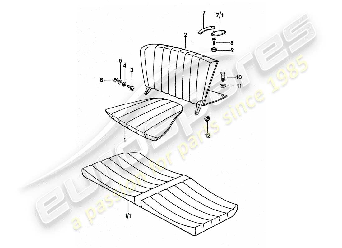porsche 1976 (911 turbo) emergency seat part diagram