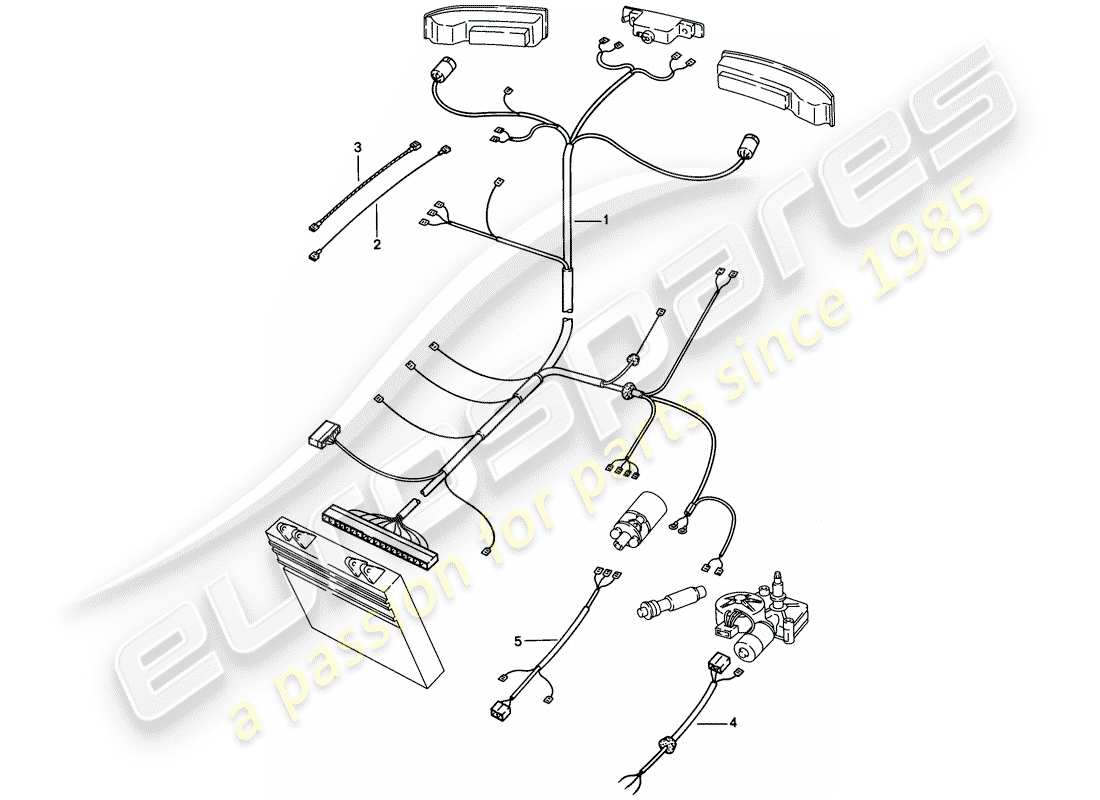porsche 1988 (924s) wiring harnesses - rear end parts diagram