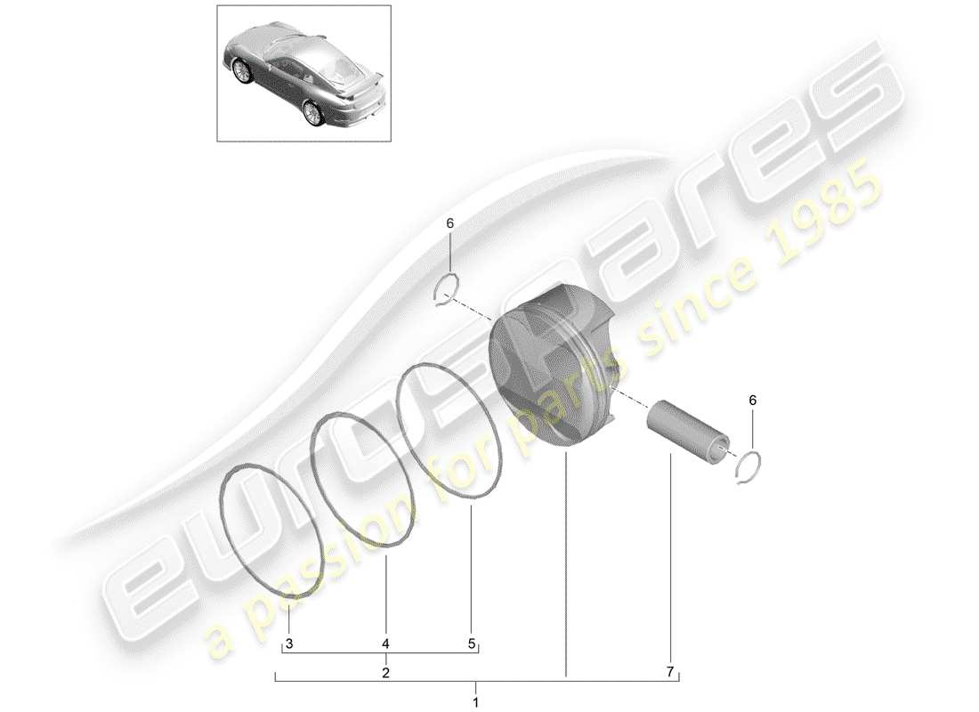 porsche 2019 (991-2 r/gt3/rs) piston part diagram