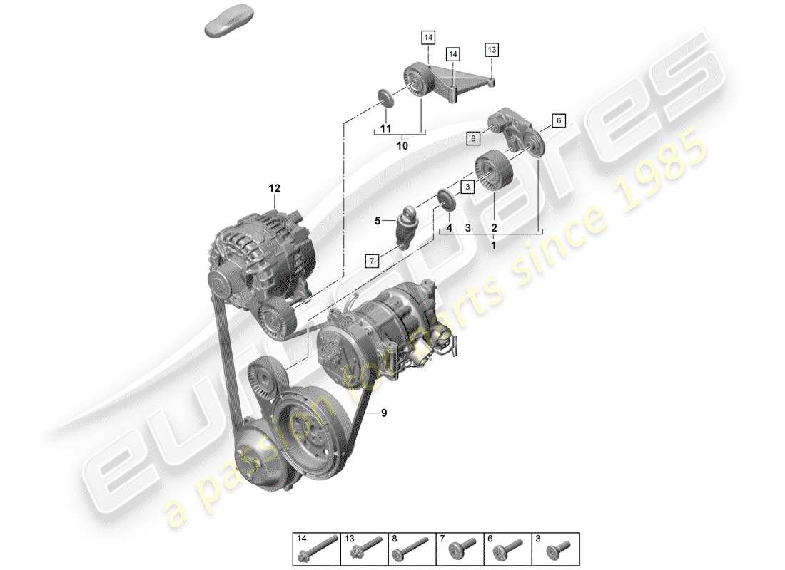 porsche 2020 (718 boxster spyder) v-ribbed belt part diagram