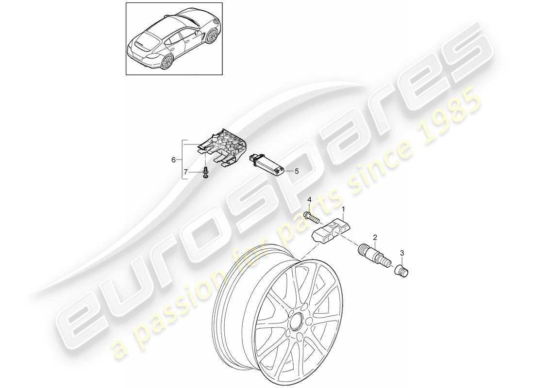 porsche panamera 970 (2013) tire pressure control system part diagram