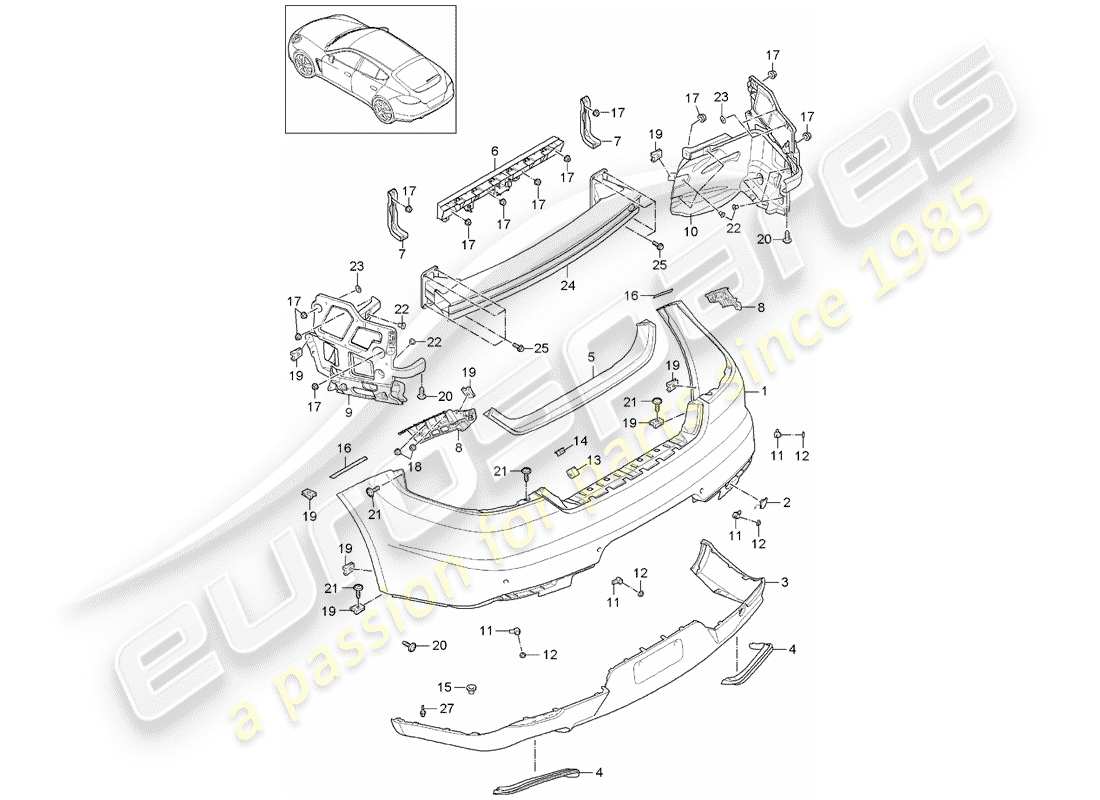 porsche panamera 970 (2012) bumper part diagram