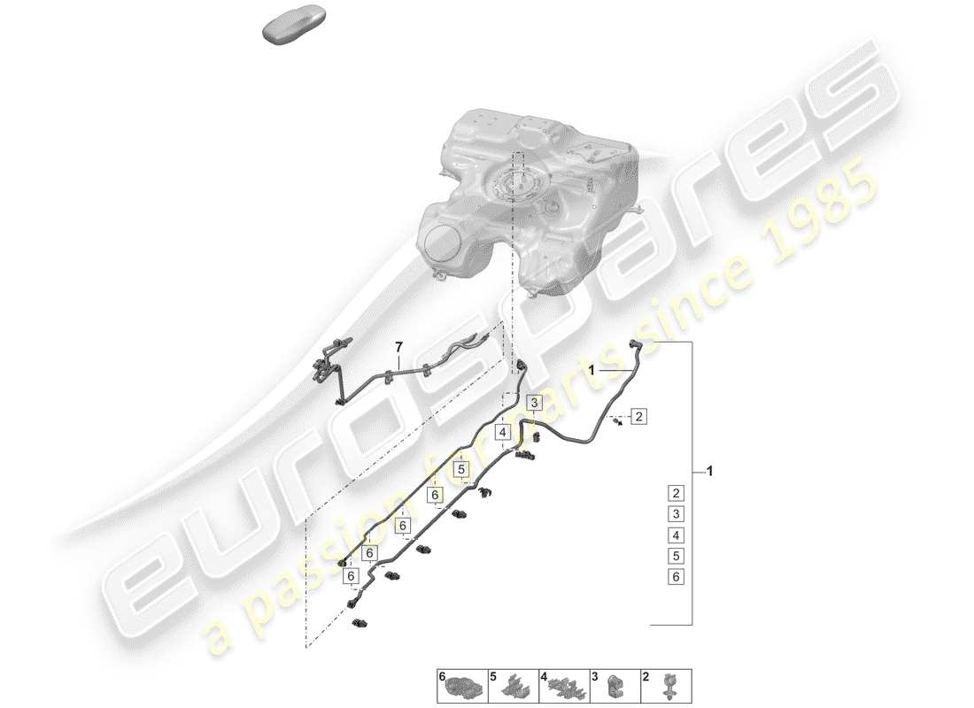 porsche 2020 (992-1) fuel line part diagram