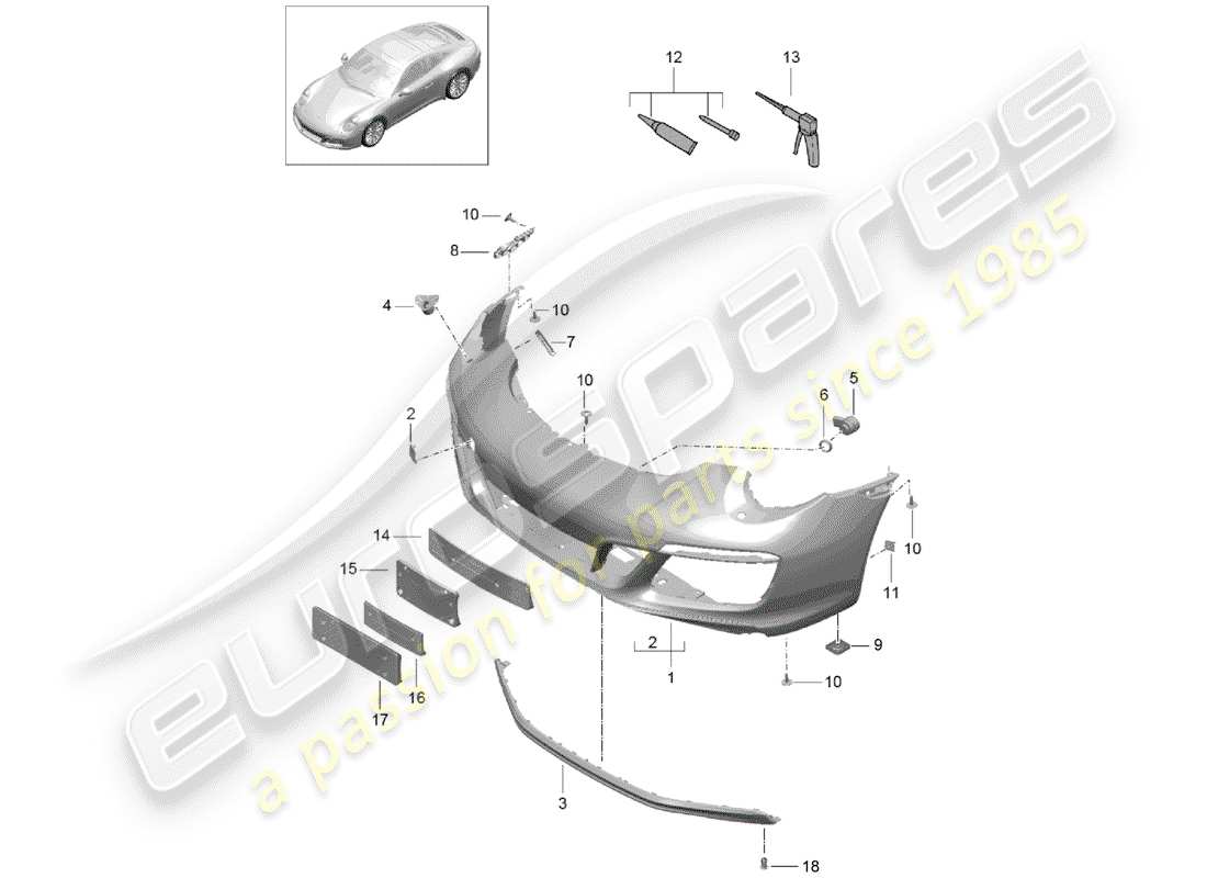 porsche 2018 (991-2) bumper parts diagram
