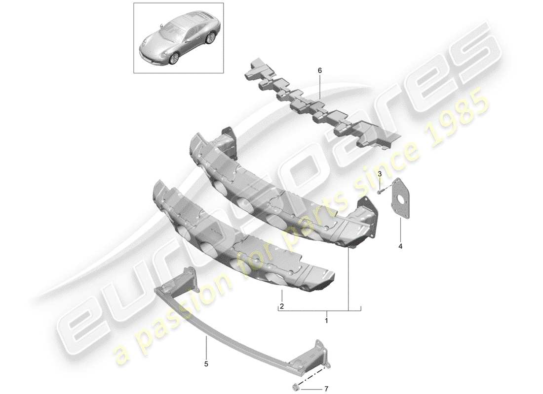 porsche 2017 (991-2) bumper bracket part diagram