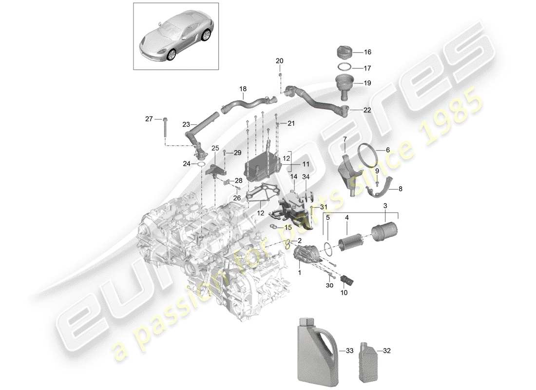 porsche 2020 (718 cayman) engine (oil press./lubrica.) part diagram