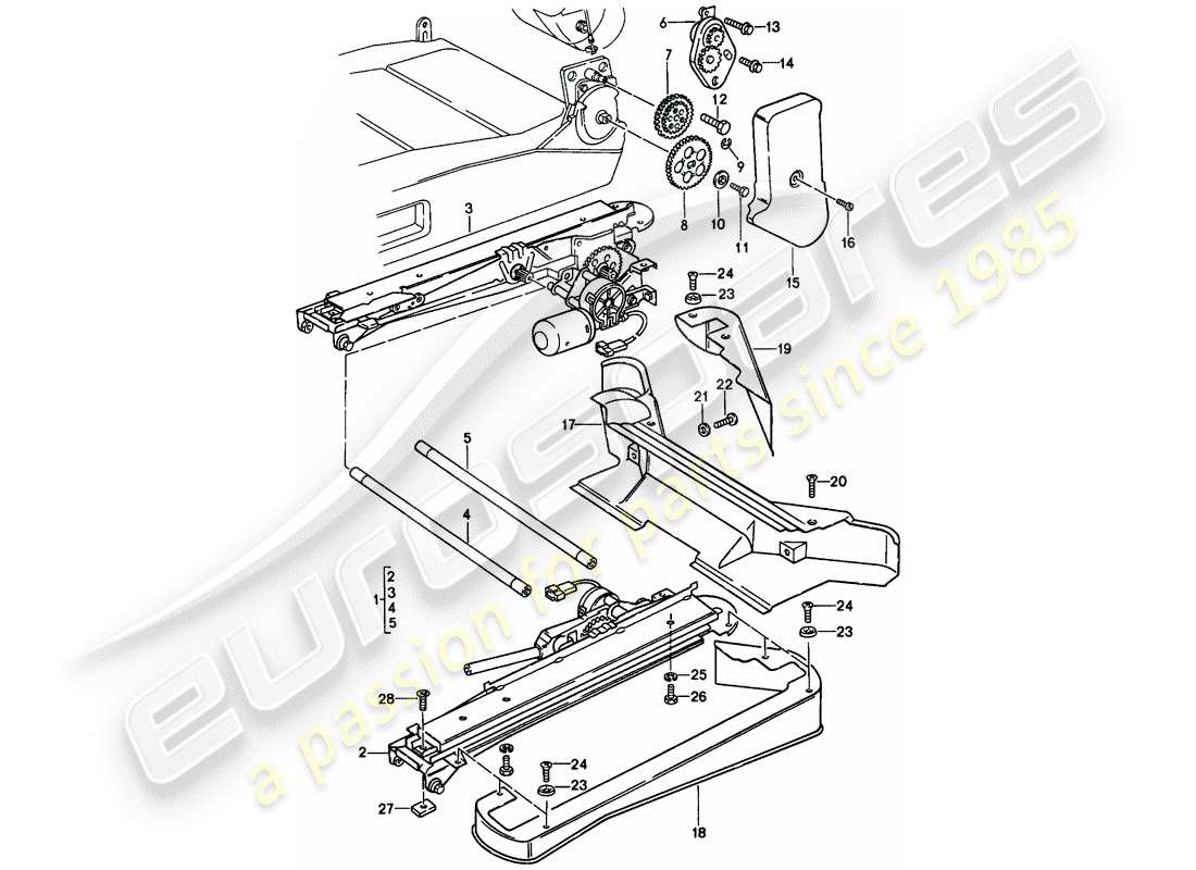 porsche 1979 (928) seat adjuster - comfort seat - single parts part diagram