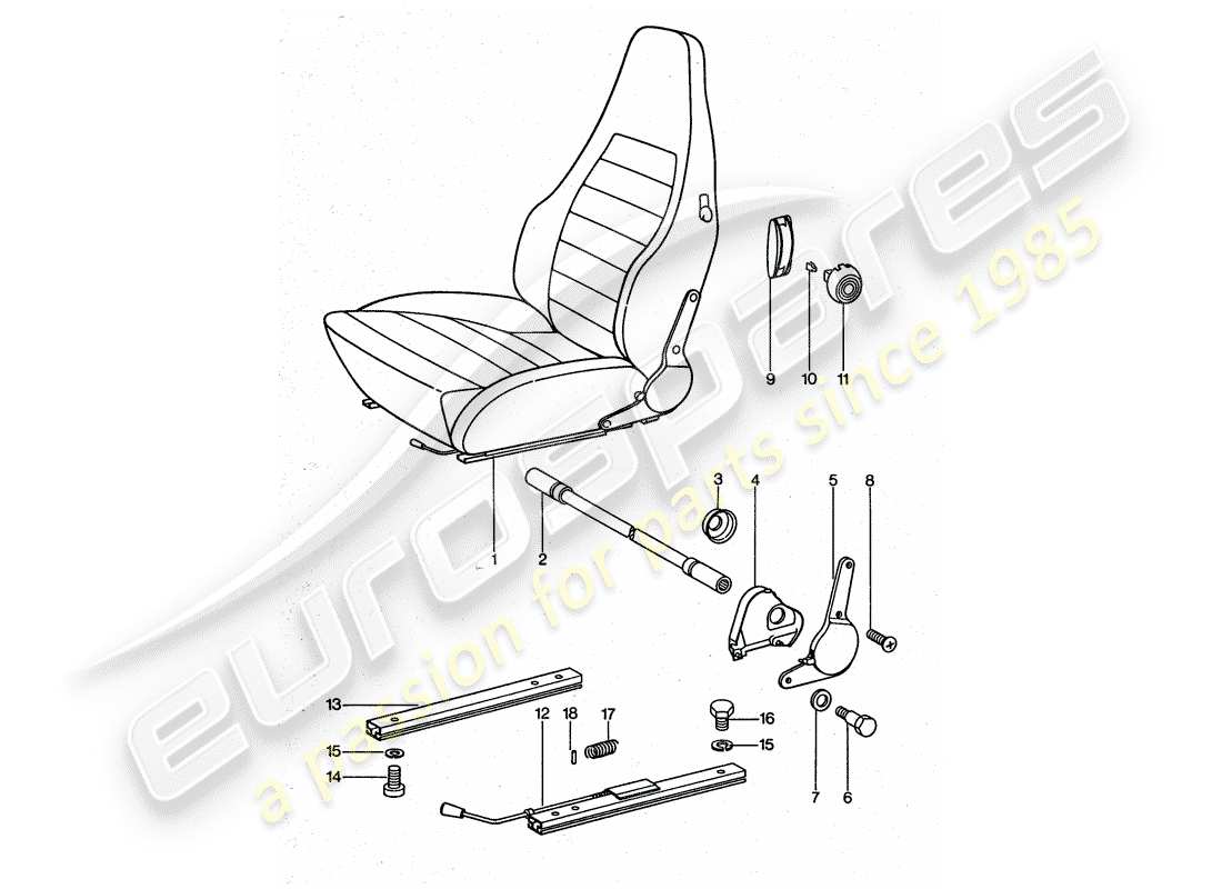 porsche 1977 (911 turbo) sports seat - complete part diagram