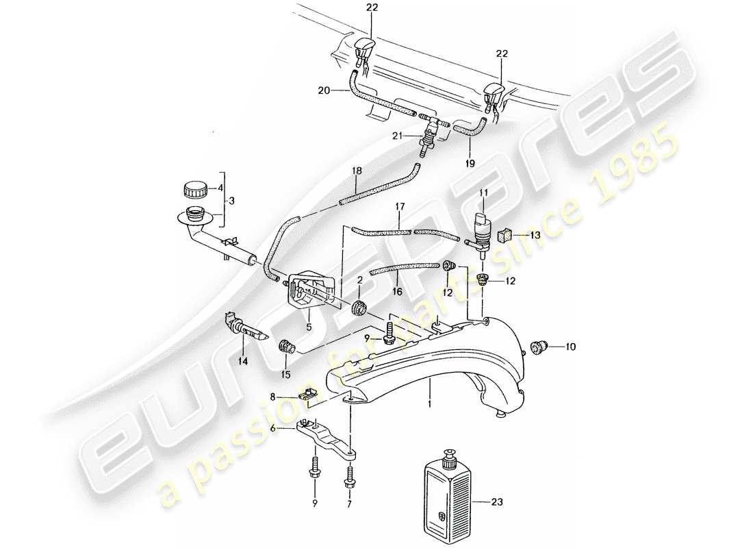 porsche 2004 (996) windshield washer unit parts diagram