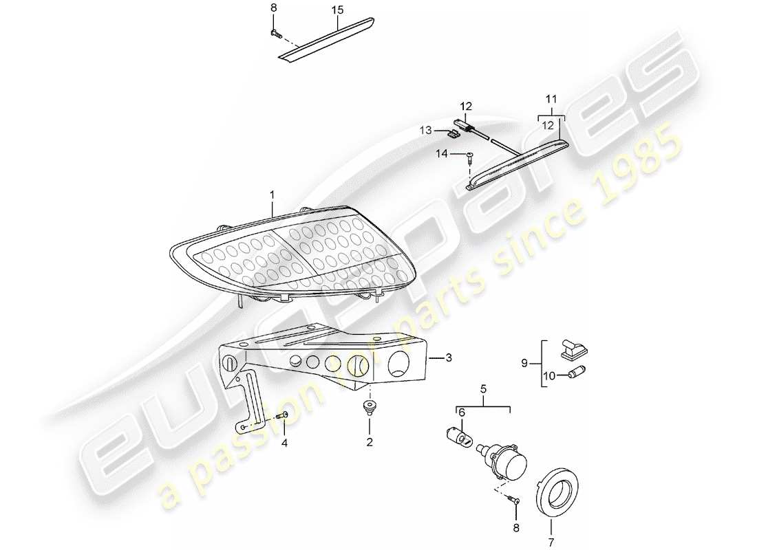 porsche 2006 (carrera gt) rear light - license plate light - additional brake light part diagram