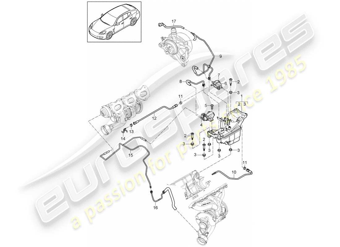 porsche panamera 970 (2016) vacuum tank part diagram