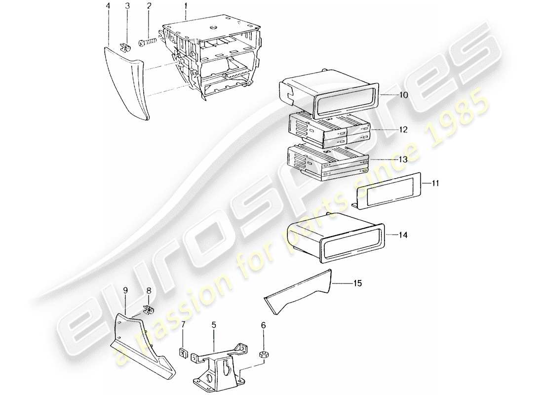porsche 2001 (986 boxster) center console part diagram