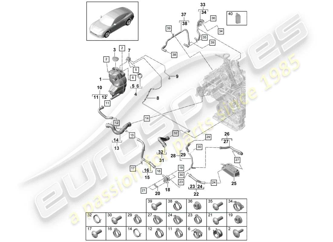 porsche 2017 (panamera 971-1) water cooling part diagram