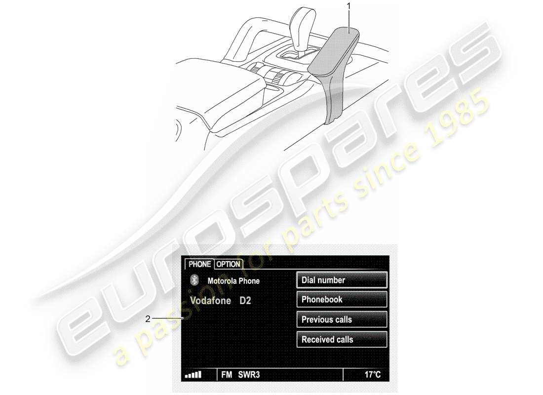 porsche 2007 (tequipment cayenne) mobile phone part diagram