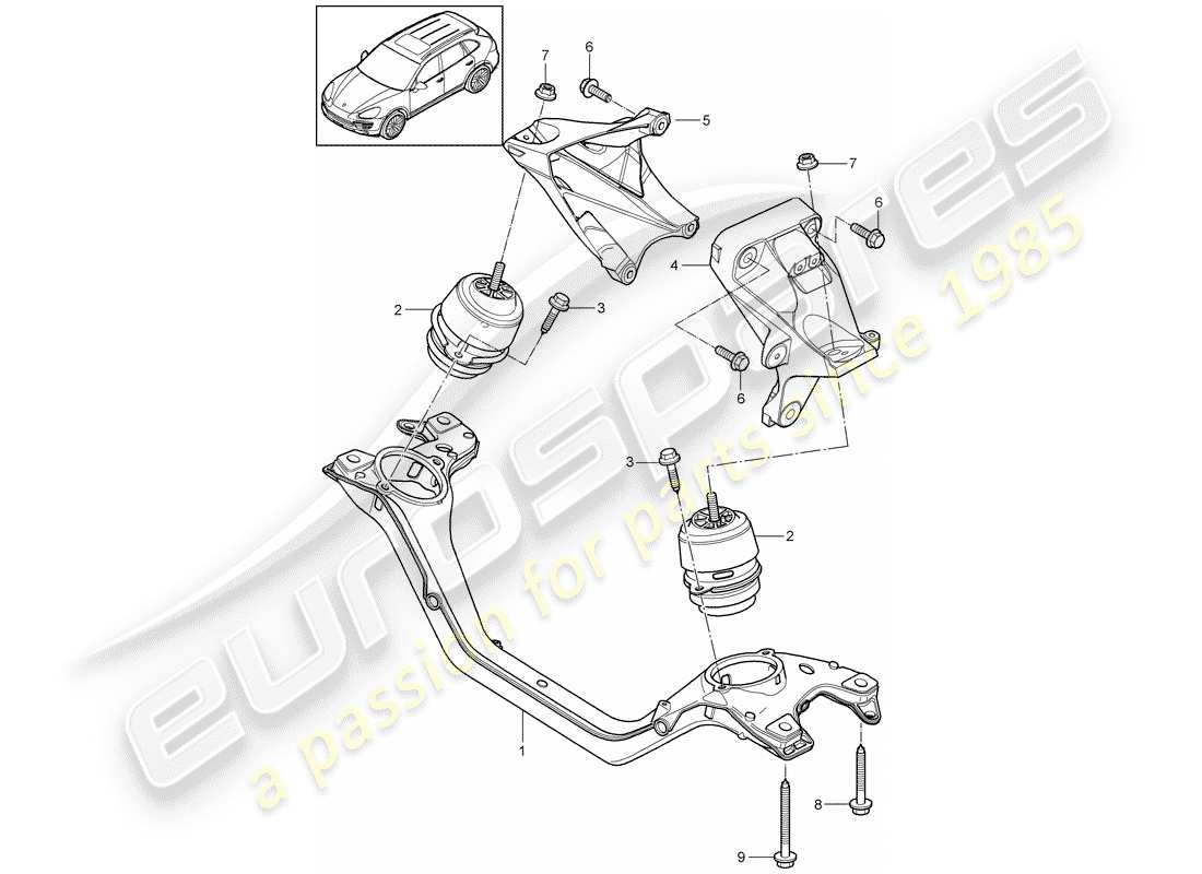 porsche 2017 (cayenne e2 92a) engine lifting tackle part diagram