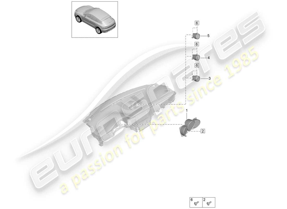 porsche 2019 (macan) instrument cluster part diagram