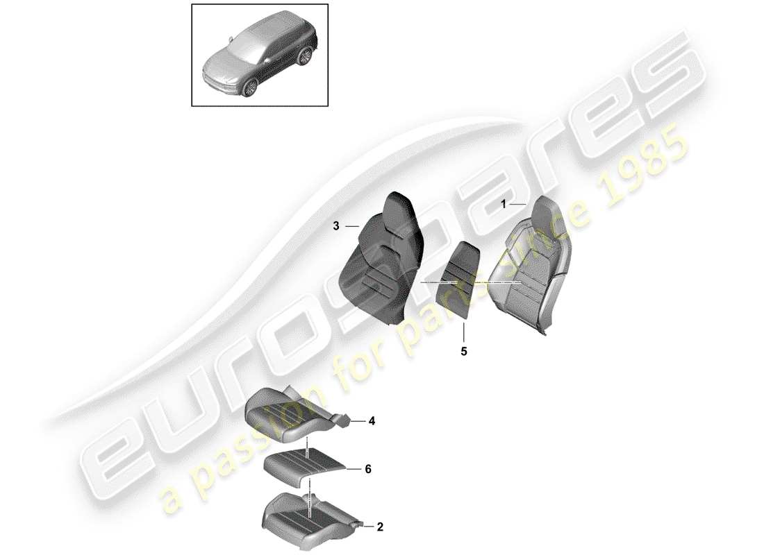 porsche 2020 (cayenne e3 9ya/9yb) foam part part diagram