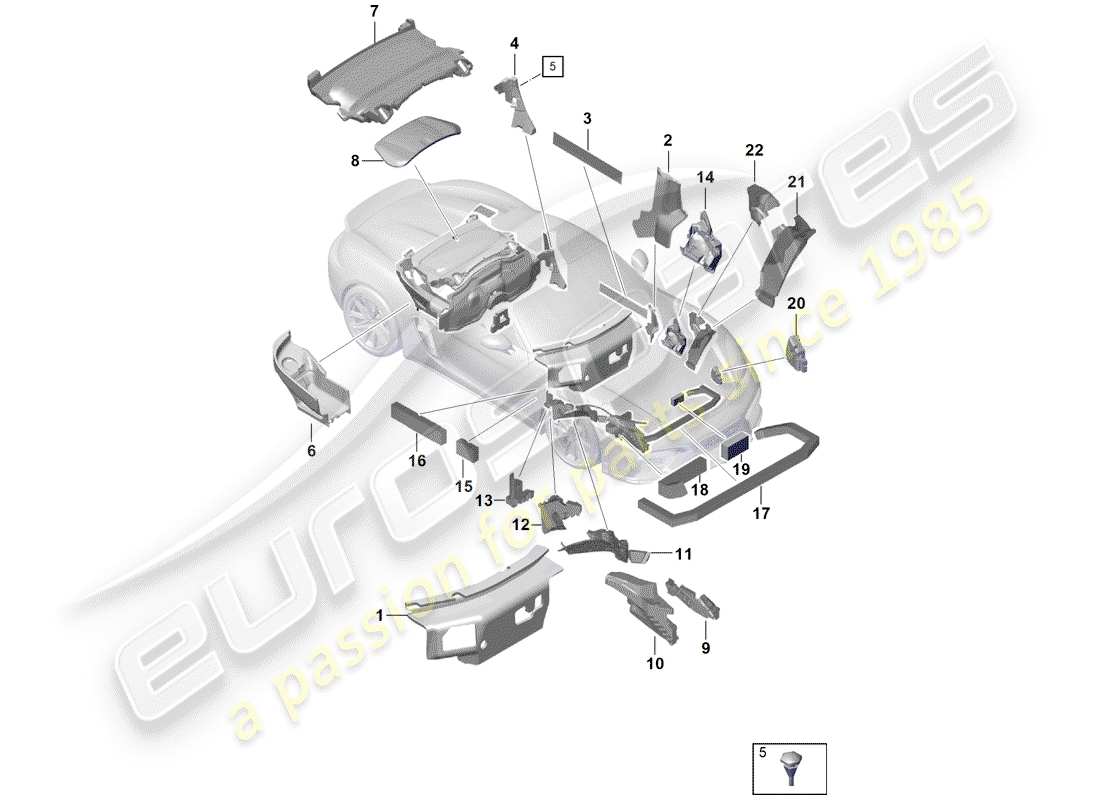 porsche 2020 (718 boxster spyder) body shell part diagram