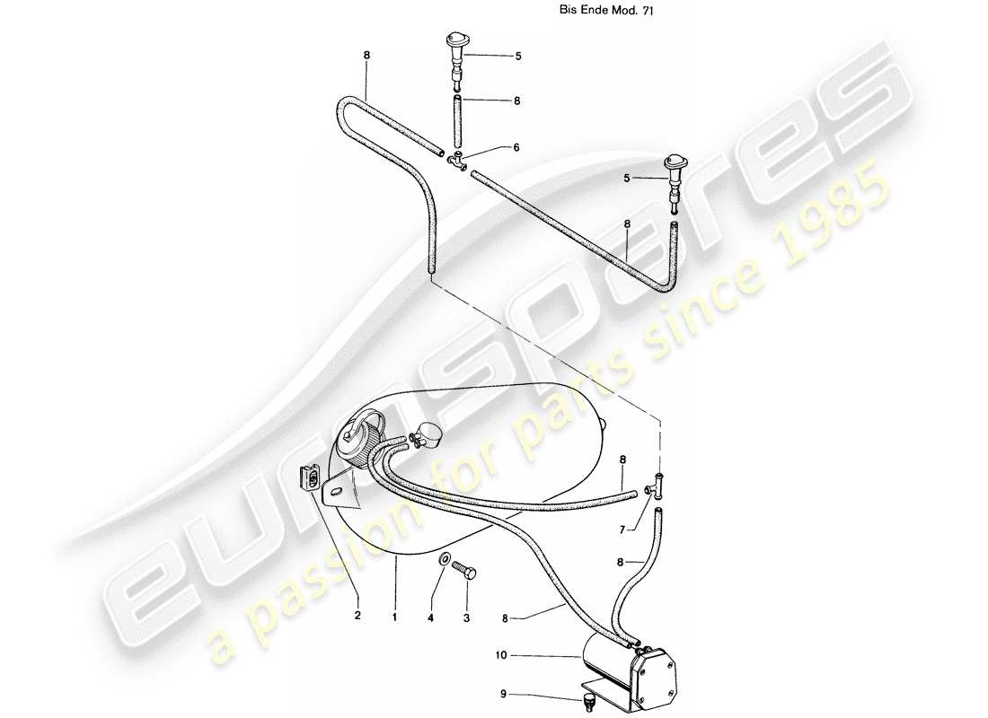 porsche 1971 (914) windshield washer unit - d >> - mj 1971 part diagram