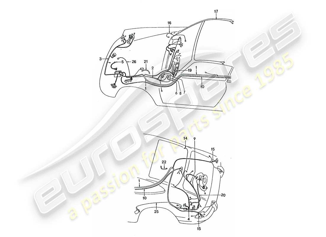 porsche 1977 (911 turbo) wiring harnesses part diagram
