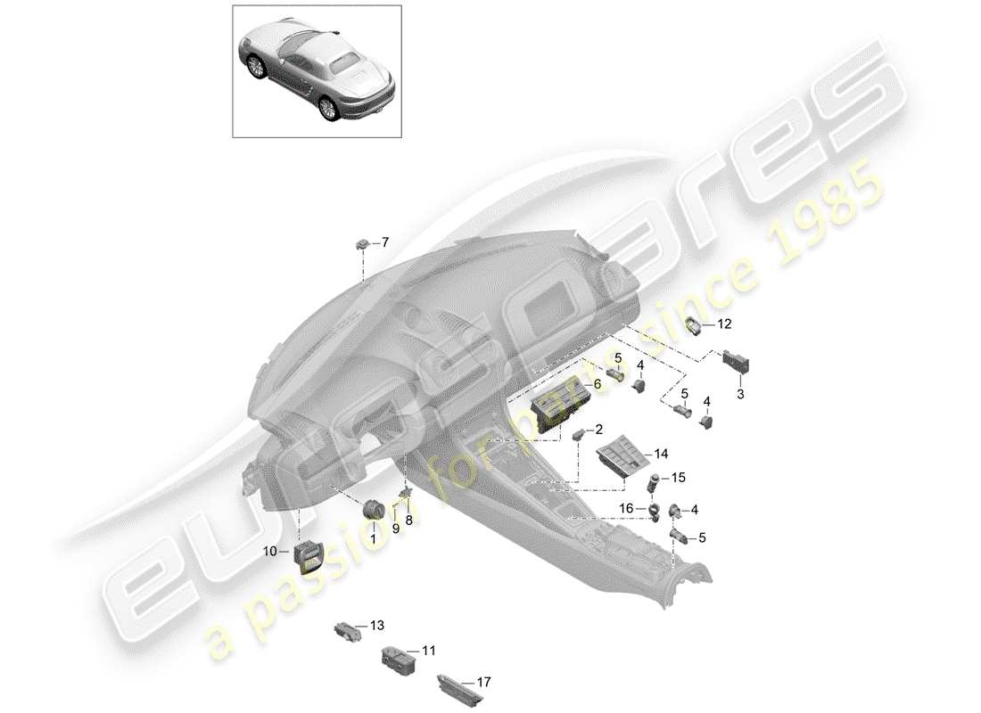 porsche 2019 (718 boxster) switch part diagram