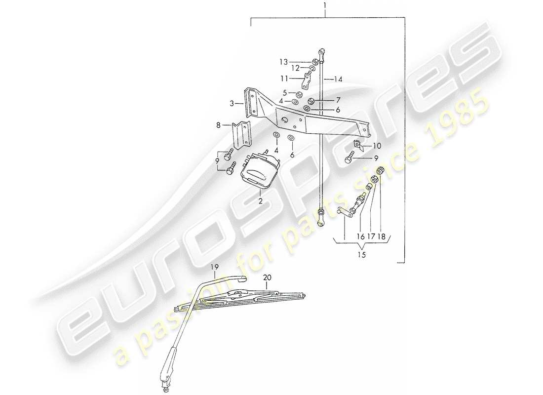 porsche 1973 (911) rear window wiper part diagram