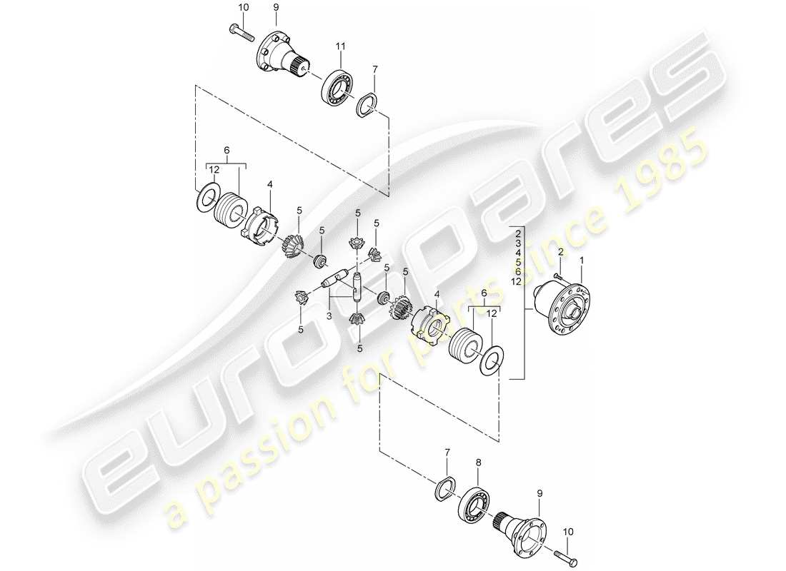 porsche 2005 (996 gt3) limited slip differential - complete - and - repair kits part diagram