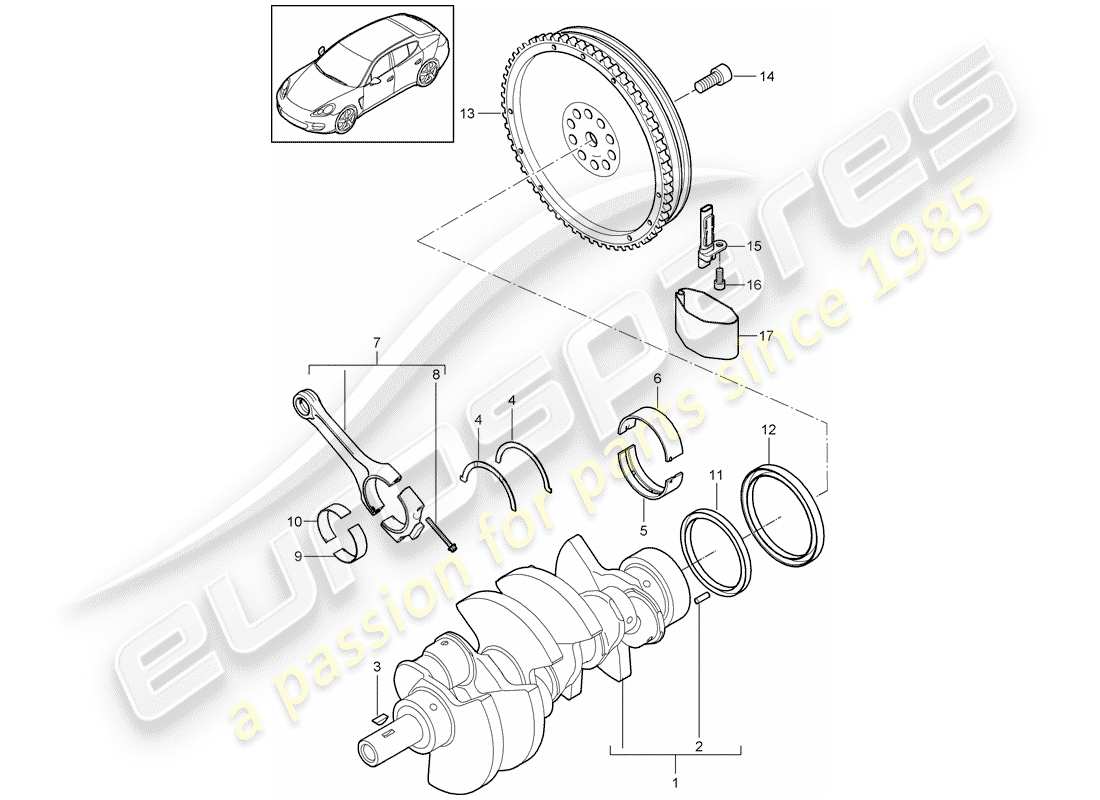 porsche 2014 (panamera 970) crankshaft part diagram