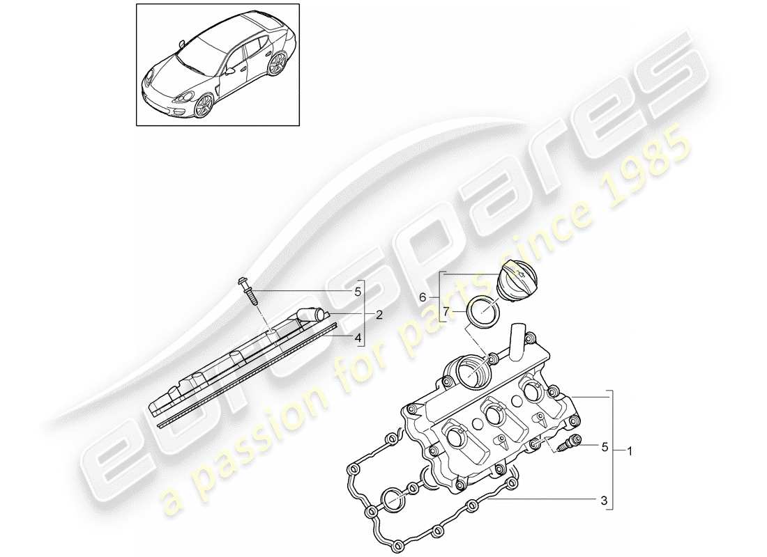 porsche 2012 (panamera 970) valve cover part diagram