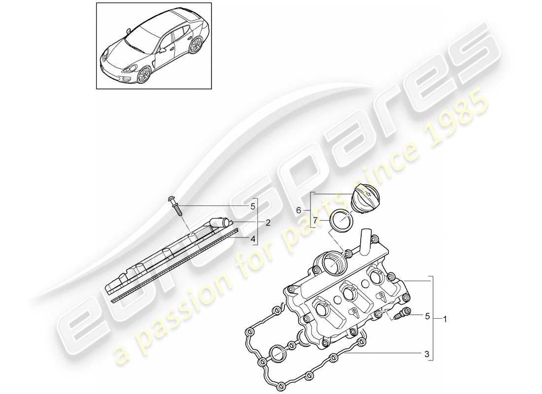 porsche panamera 970 (2012) valve cover part diagram
