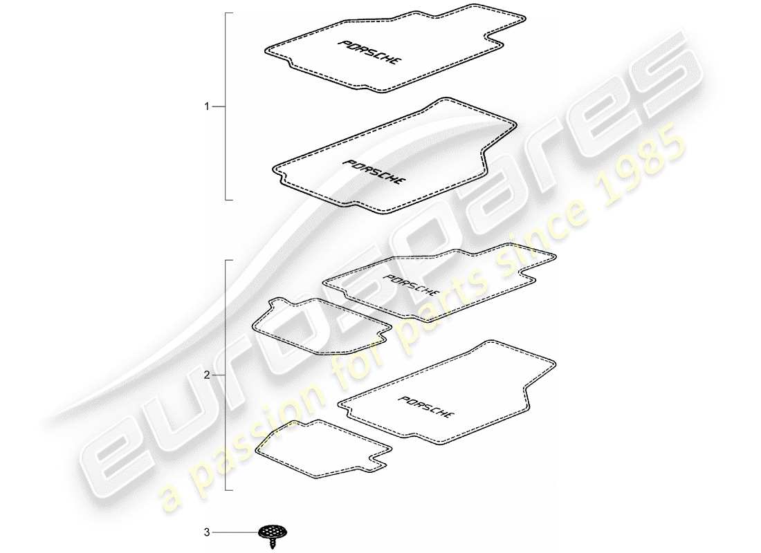 porsche 2008 (tequipment) floor mats part diagram