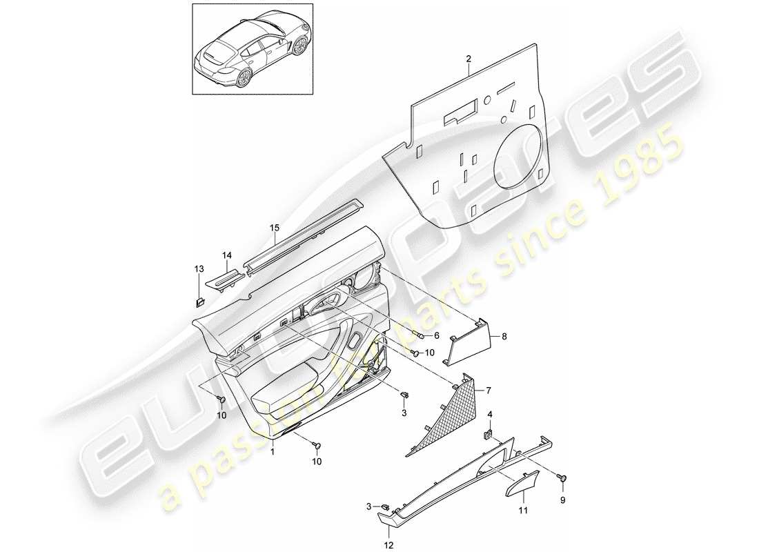 porsche 2013 (panamera 970) door panel parts diagram