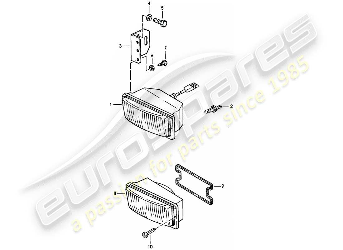 porsche 1983 (944) fog lights part diagram