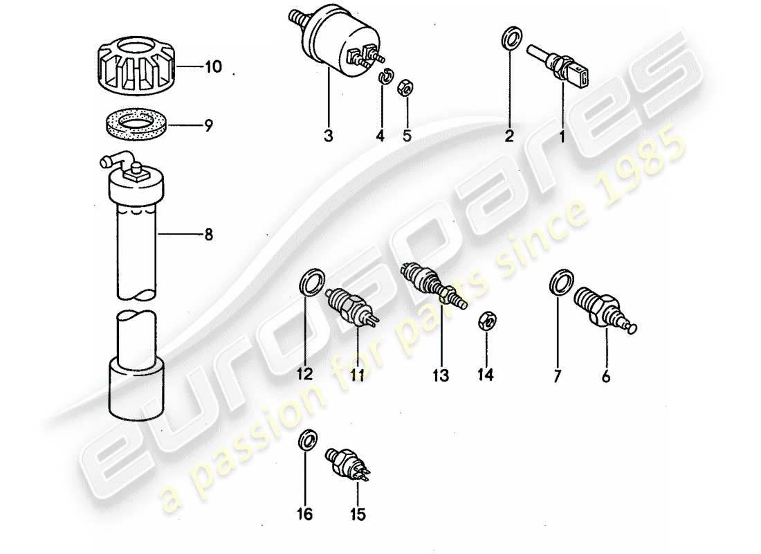 porsche 1989 (944) switch - and - sensor parts diagram