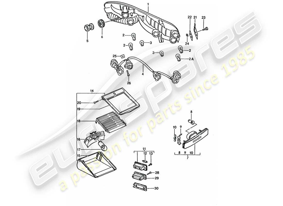 porsche 1992 (928) rear light part diagram