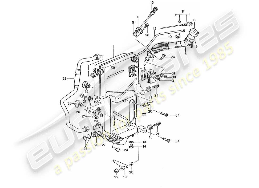 porsche 2001 (996 gt3) engine lubrication - oil tank parts diagram