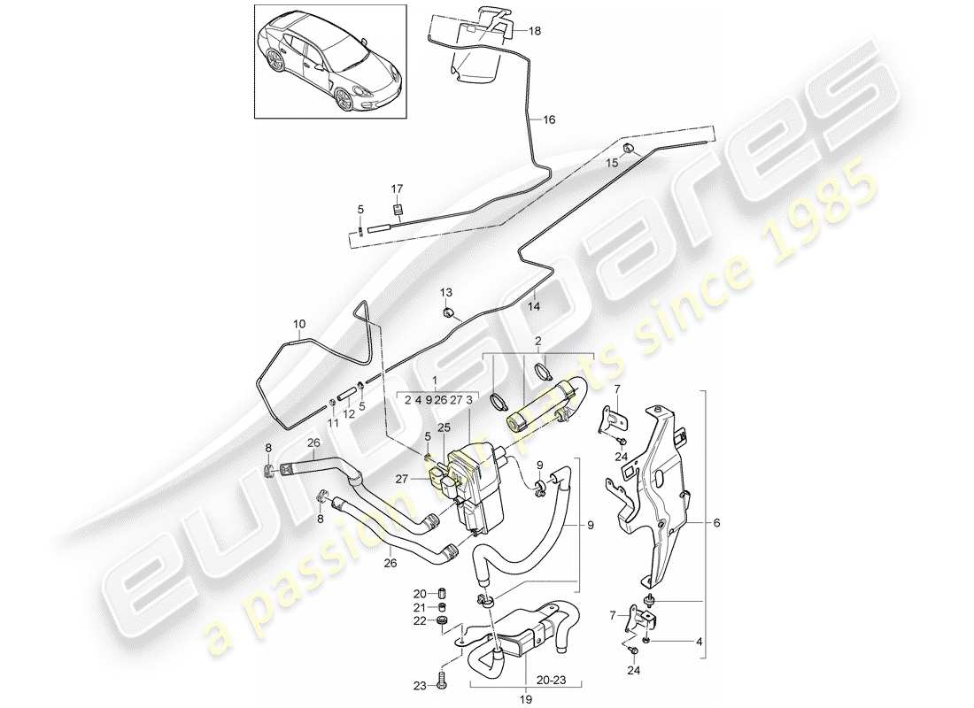 porsche 2012 (panamera 970) additional heater parts diagram