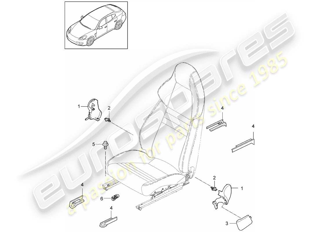 porsche panamera 970 (2014) sports seat part diagram