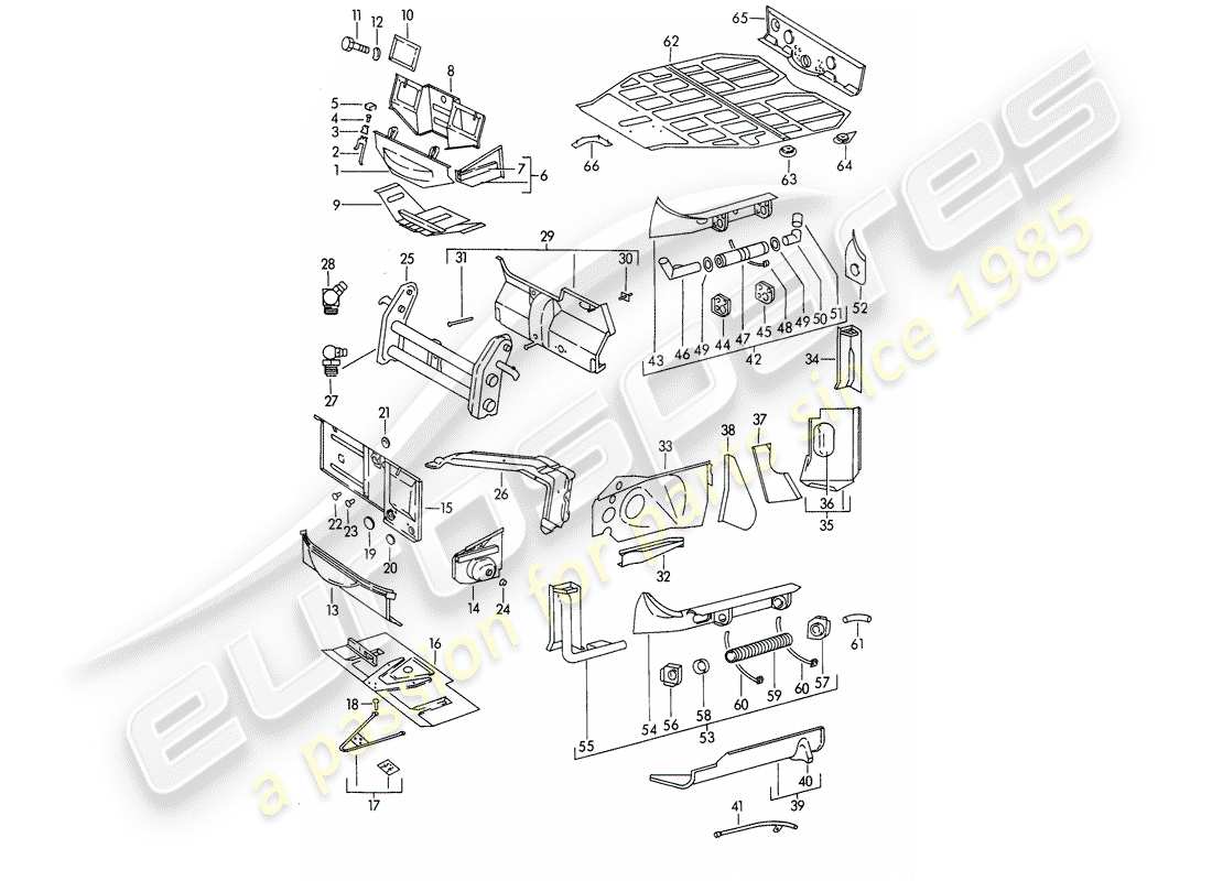 porsche 1963 (356b/356c) frame - single parts part diagram
