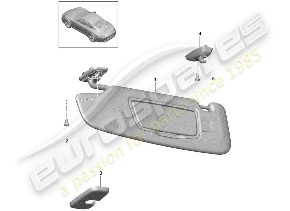porsche 2015 (991-1) sun vizors part diagram