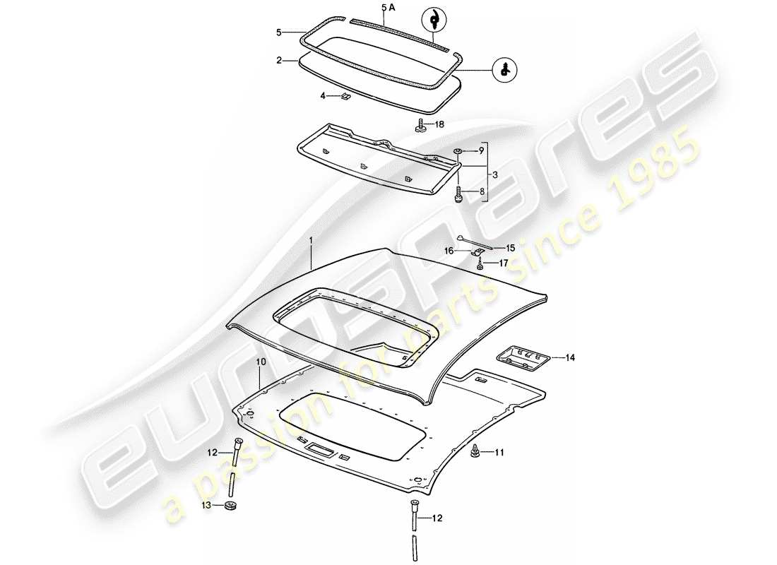 porsche 1981 (928) electric - sunroof part diagram