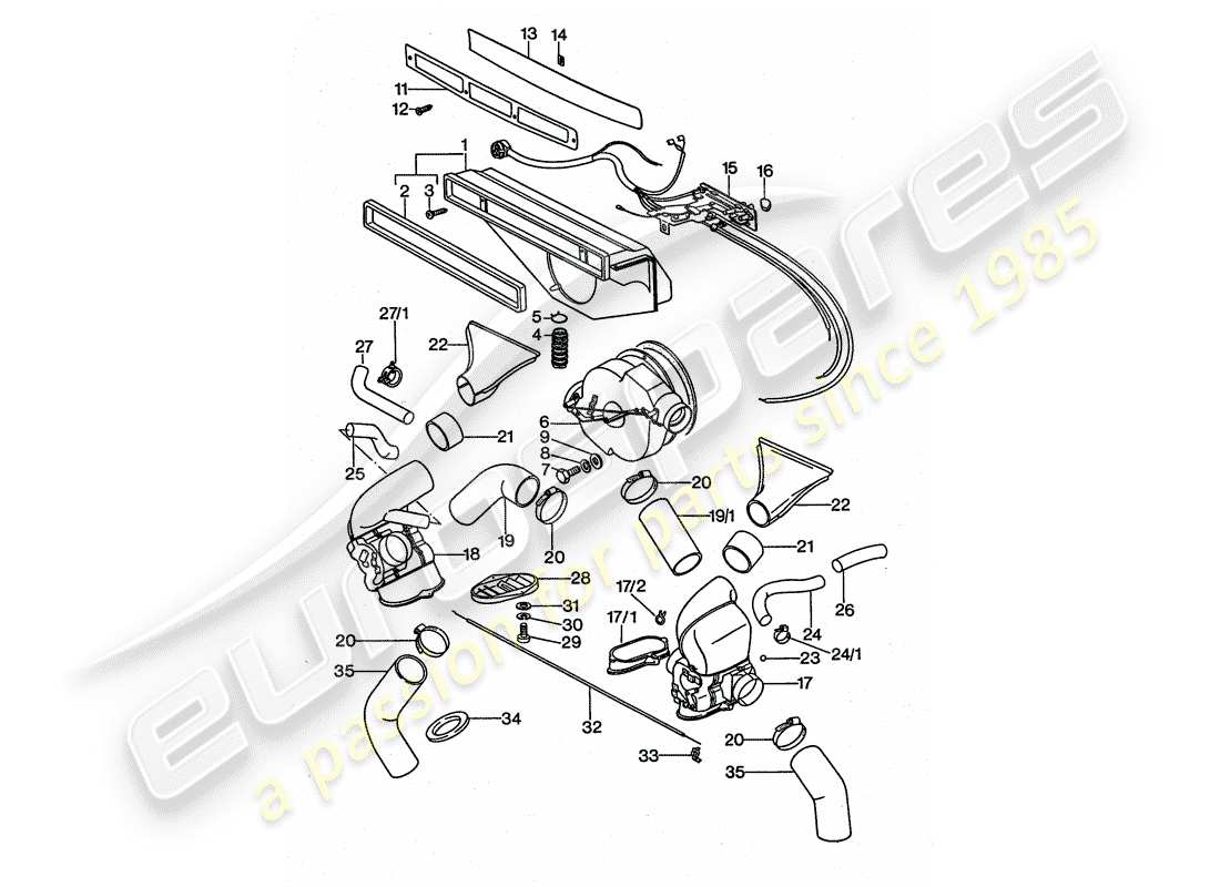 porsche 1977 (911 turbo) ventilation - heating system 1 - d >> - mj 1976 part diagram