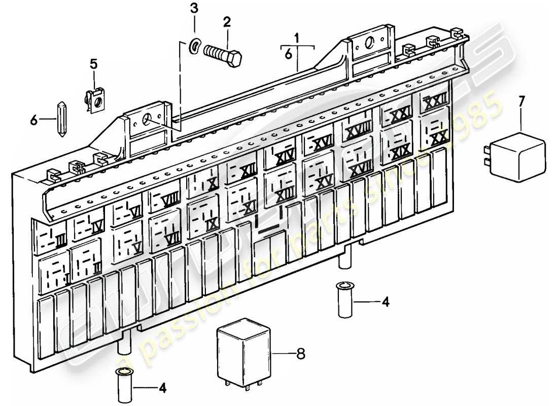 porsche 1979 (928) fuse box/relay plate - relay - fuse part diagram