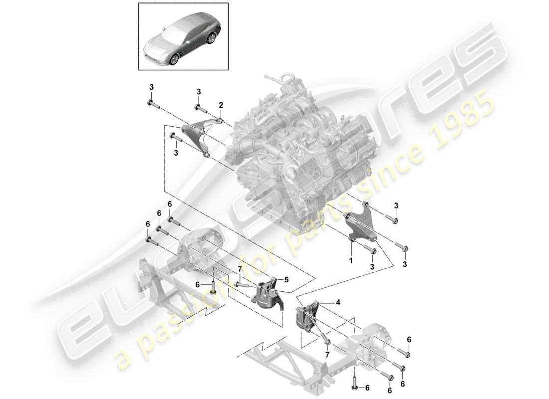 porsche 2020 (panamera 971-1) engine lifting tackle parts diagram