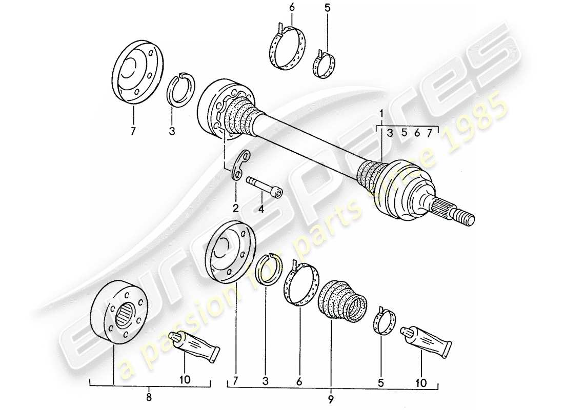 porsche 1987 (928) drive shaft part diagram