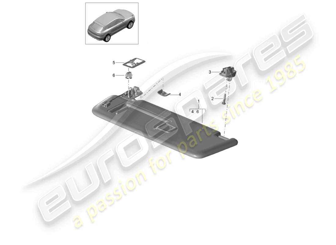 porsche 2020 (macan) sun vizors parts diagram