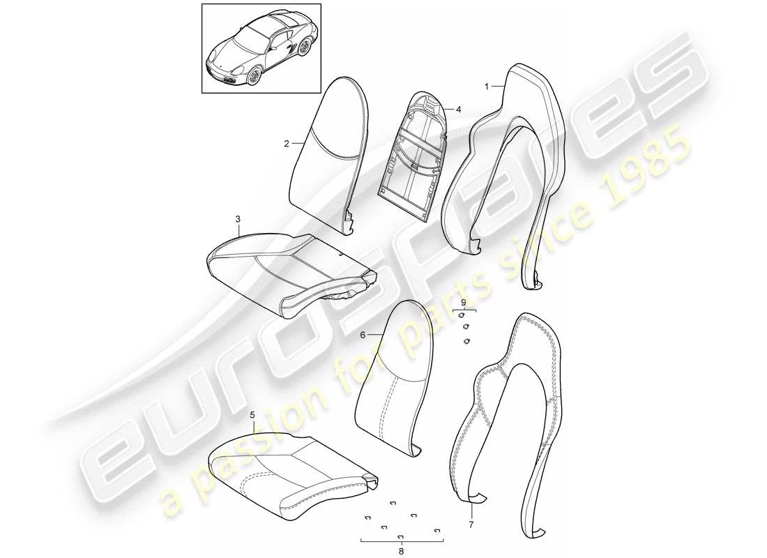 porsche 2010 (987 cayman) foam part part diagram